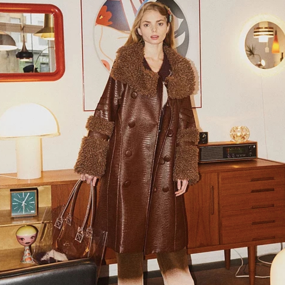 House of Sunny Penny Lane Coat Chocolate Brown Jacket Vegan Leather